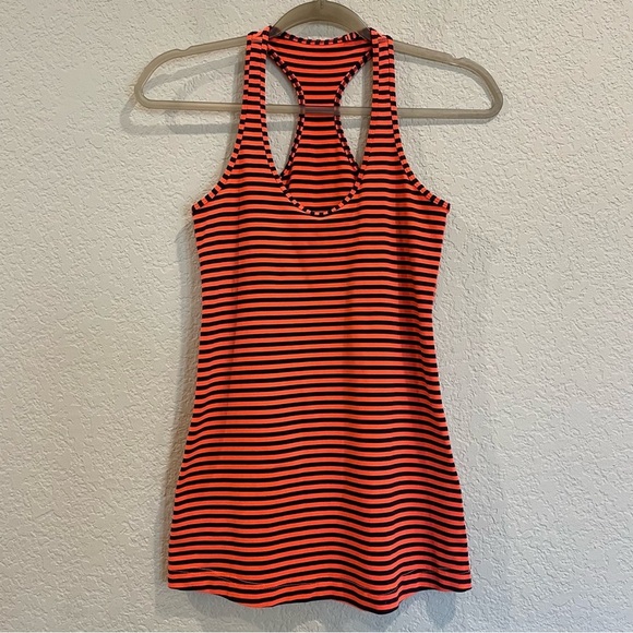 Lululemon Cool Racerback Tank in Classic Stripe - Luon Light - Orange and Black - Picture 7 of 10